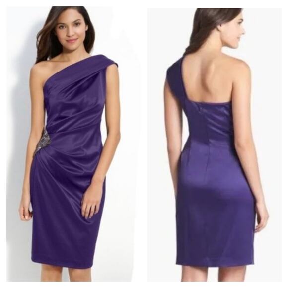 ELIZA J One-Shoulder Jeweled Sheath Dress - Picture 1 of 9